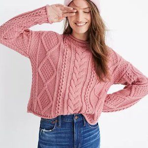 Madewell Pink Cable Knit Sweater